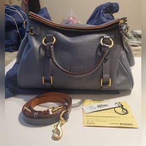 SOLD! Dooney and Bourke lg florentine Steel Blue Satchel